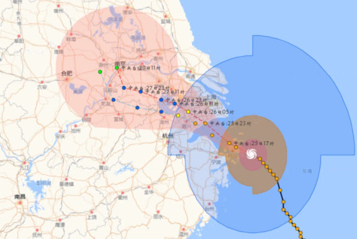 2021年7月25日12时30分台风烟花已登陆舟山普陀区最大风力13级将二次登陆